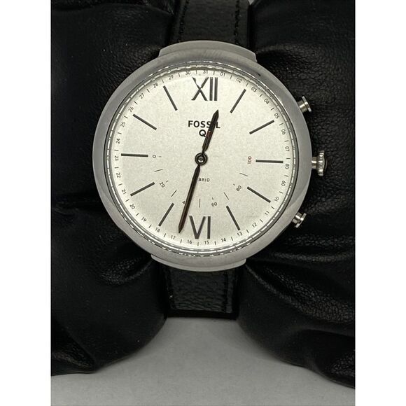 Fossil FTW5026 Women's Black Leather Silver Analog Dial Hybrid Smartwatch XX795 - Picture 2 of 12
